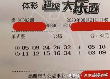 参考|体彩超级大乐透第20083期,晒票用于参考,彩民切勿沉迷