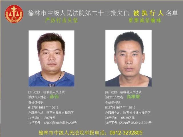 名单|榆林又一批失信人名单，46岁男子欠6180元上榜！