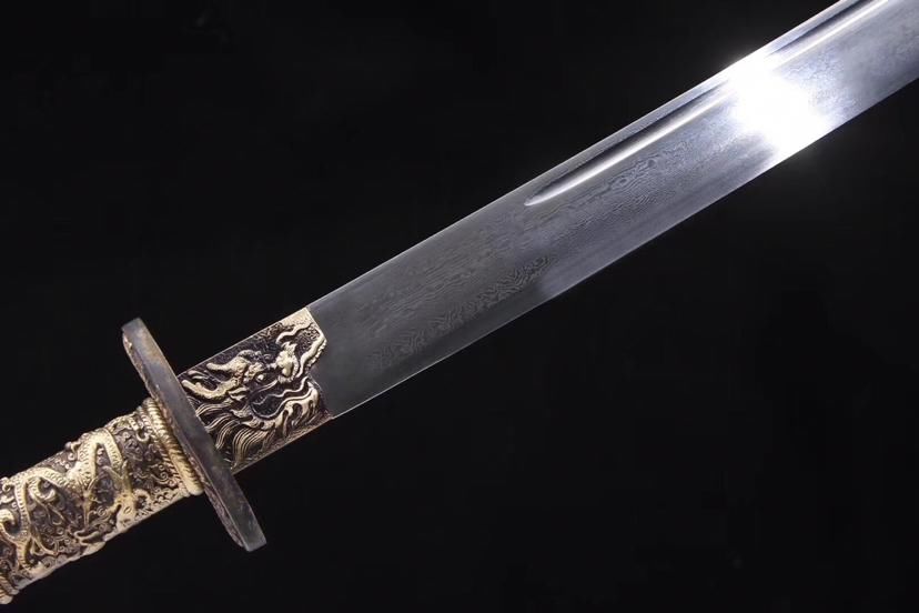  百炼钢|康熙战刀，手工百炼钢锻造，纯铜装