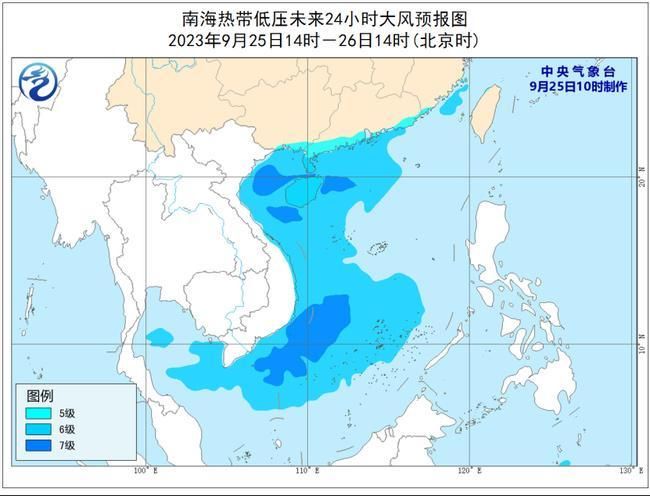 南海热带低压向西北方向移动 海南岛东部部分地区有大暴雨