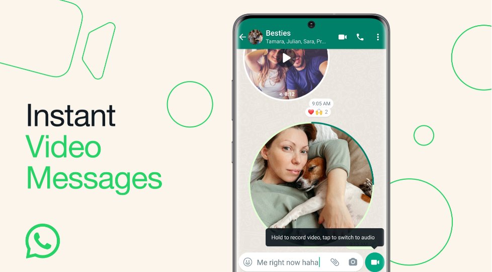 WhatsApp 支持接发视频消息，每条最长一分钟