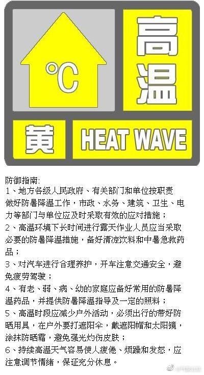 北京继续发布高温黄色预警 预计8日至9日最高气温仍可达35℃