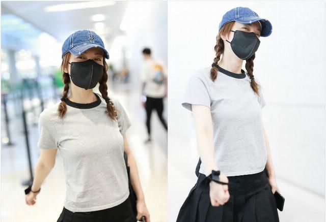  黑色|吴昕哪有37岁的模样，穿黑色百褶裙扎双麻花辫，嫩得像高中生