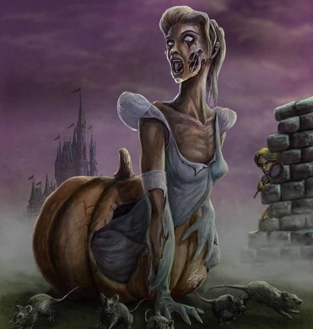  迪士尼|迪士尼公主变成恐怖“怪物”，丧尸让人害怕，吸血鬼画风妖娆！