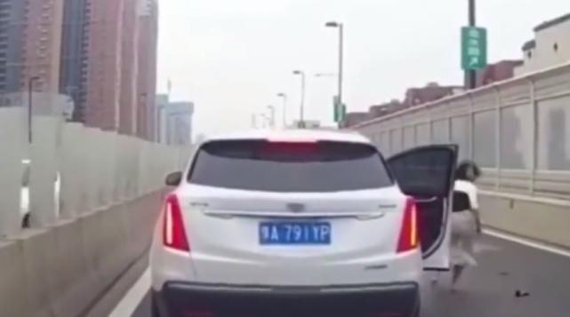  副驾驶上|高架桥上一辆凯迪拉克，副驾驶女子忽然跳车，捡起手机头也不回