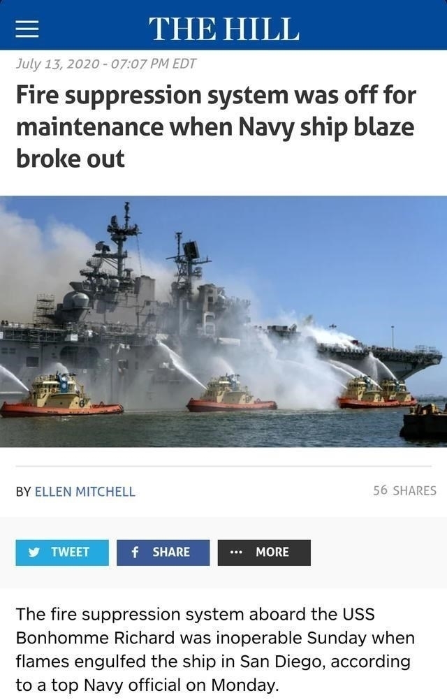 图源|“好人理查德号”生前是个体面人，要不是这次大火她就来南海了