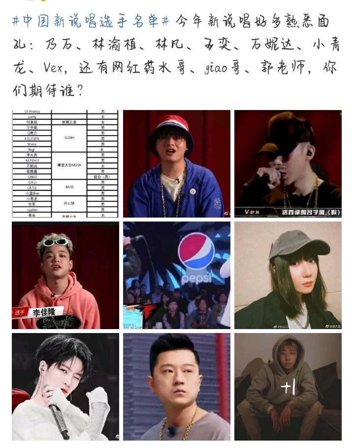  曝光|《中国新说唱》名单曝光，新面孔乃万药水哥，陈学冬已回应不参加