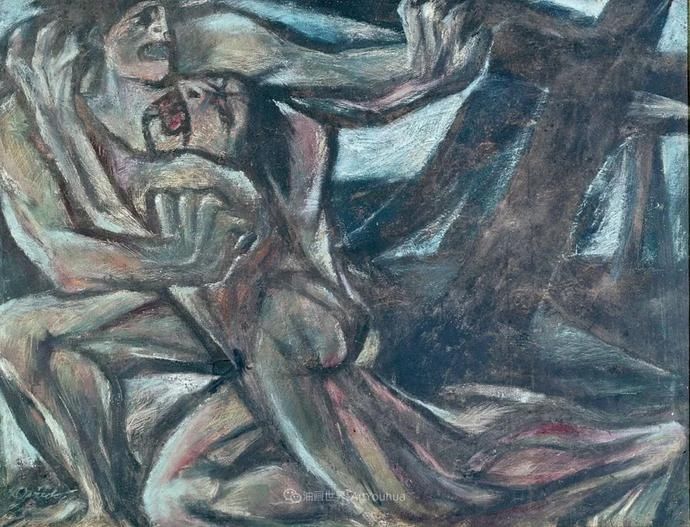  笔触|强烈的笔触和色彩，表现出韧性、肮脏及人性