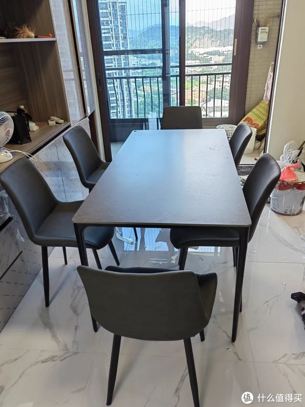 意式极简约现代黑色岩板餐桌椅组合长方形复古小户型侘寂风