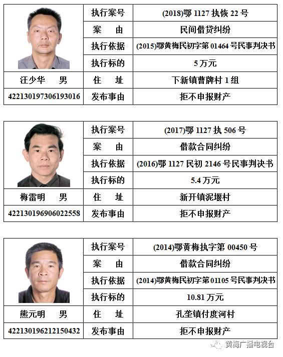  人民法院|黄梅县人民法院发布对邹南勇等110名被执行人的预拘留公告