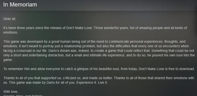 纪念|为纪念已逝开发者 Steam一款螳螂恋爱游戏现已免费