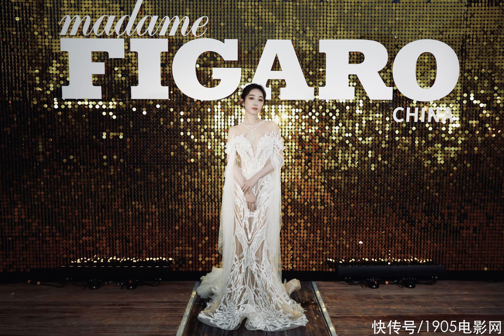 蒋梦婕出席中法电影人交流酒会 透视礼服性感美艳