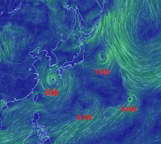 (追风8月1日保留的热带气旋分布图)